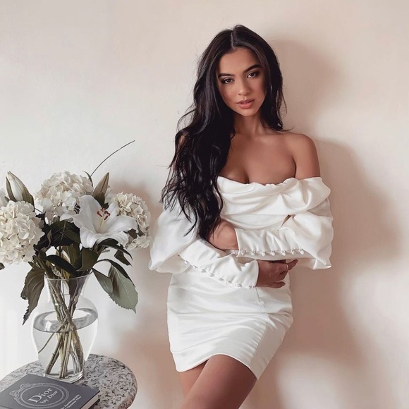 House of CB Santana Ivory Draped Corset Dress